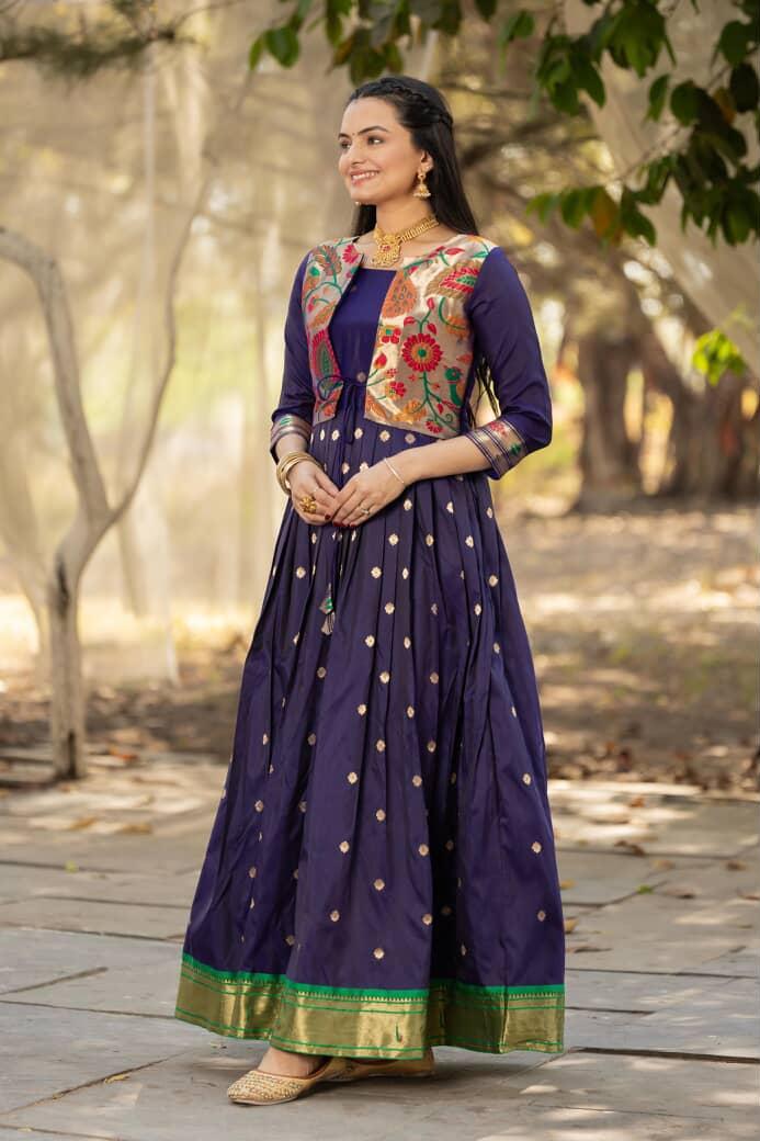 Paithani Pure Weaving Jacket gowns for festivals