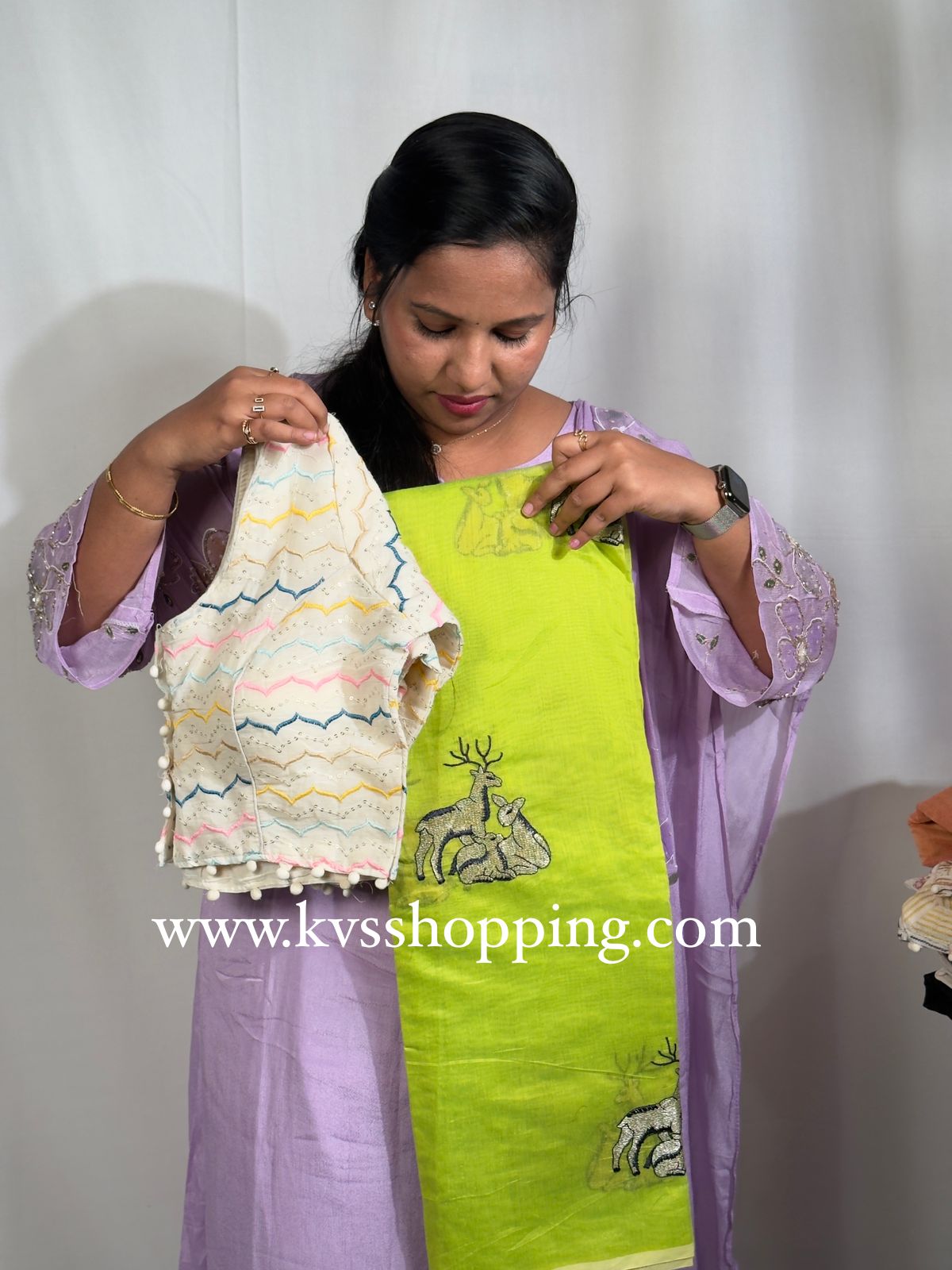 Summer special Chanderi saree with stitched blouses