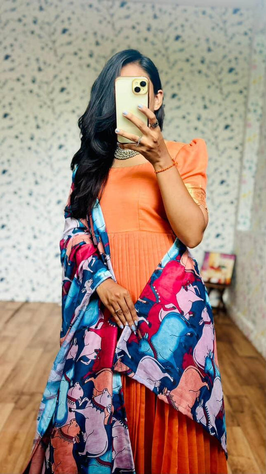 Handloom Kalamkari Anarkali Festival Gowns