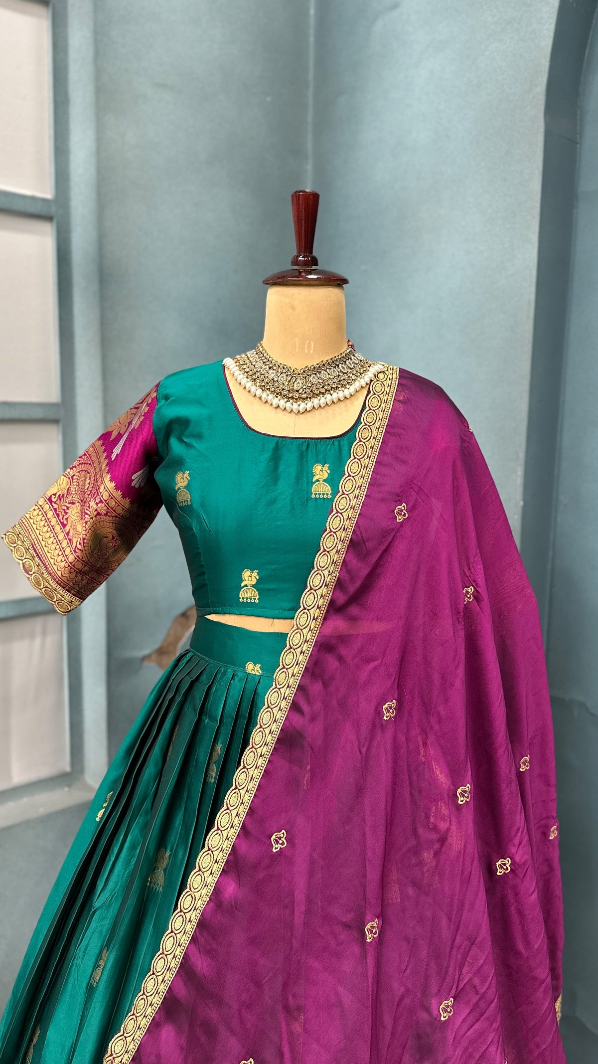 Jhumka Kanjivaram designer lehenga set