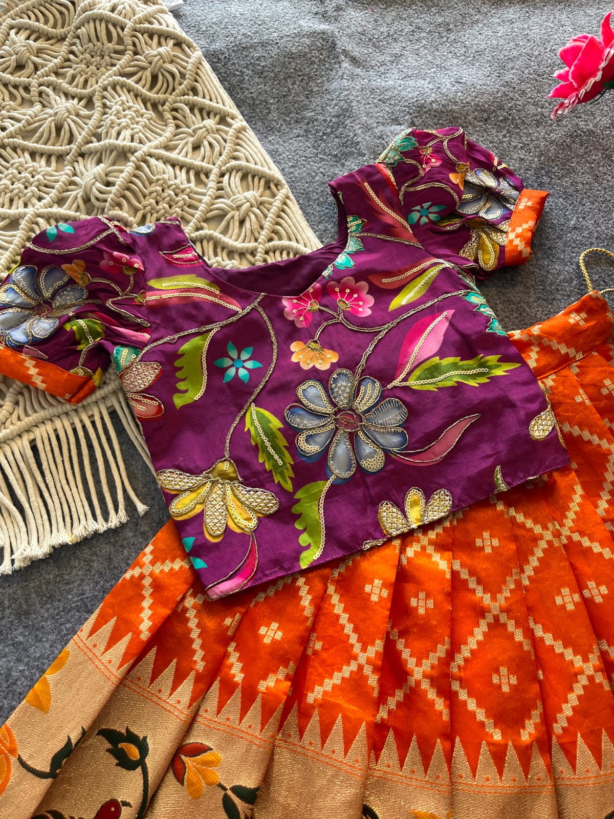 Kids Dola silk festival pavada sets