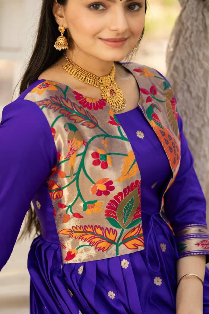 Paithani Pure Weaving Jacket gowns for festivals