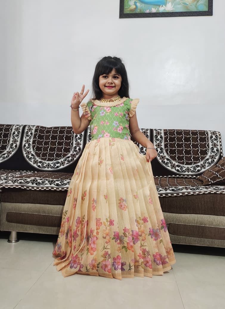 Kids gown frabic full stiched