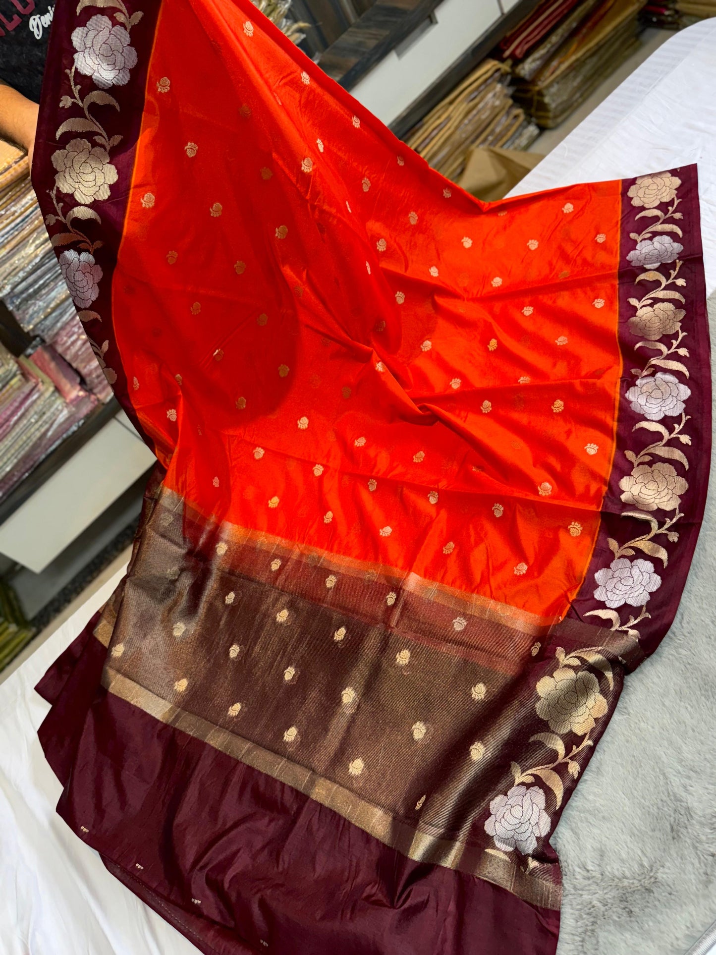 Banarasi Dupion Soft silk Sarees wilt alfi Butta budget sarees