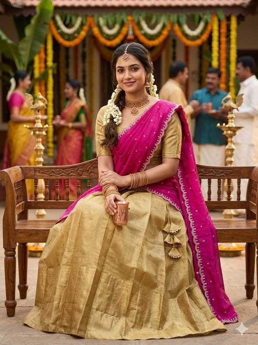 Golden Kanchipuram Designer Lehenga