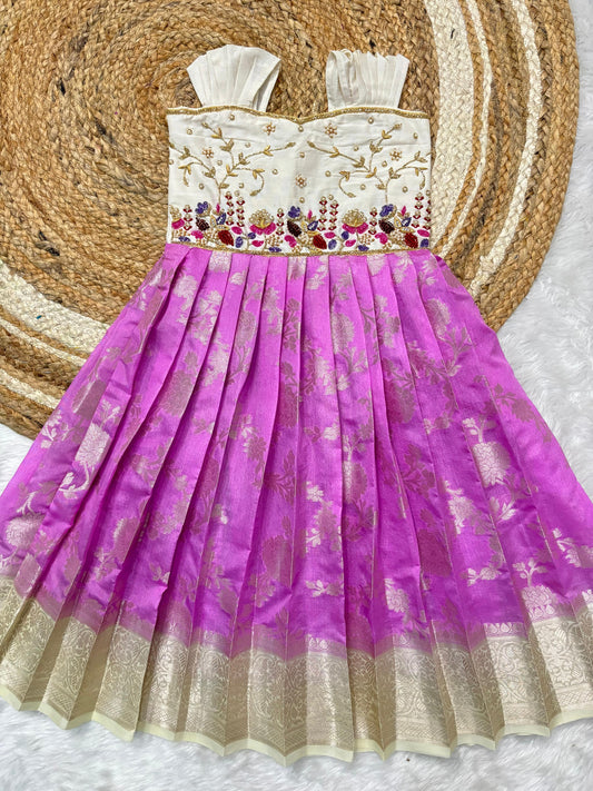 Indo western style kids maggam work gowns