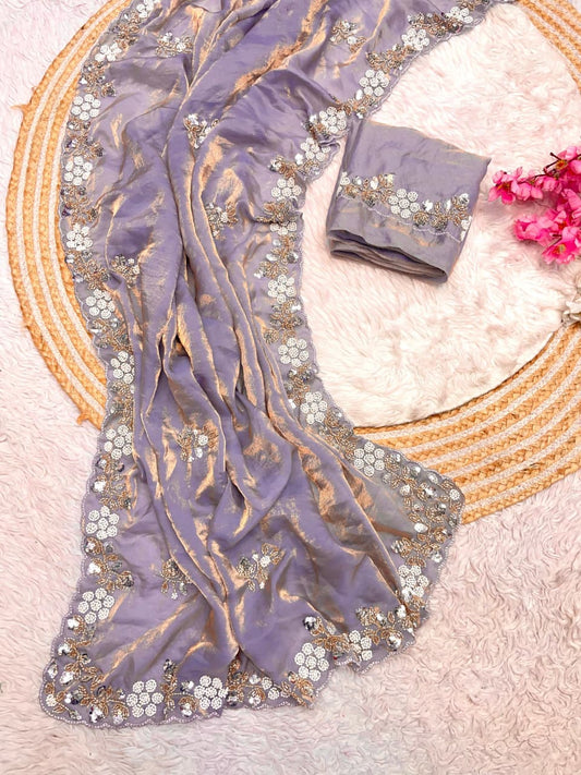 New Designer party wear satin Trendy Saree