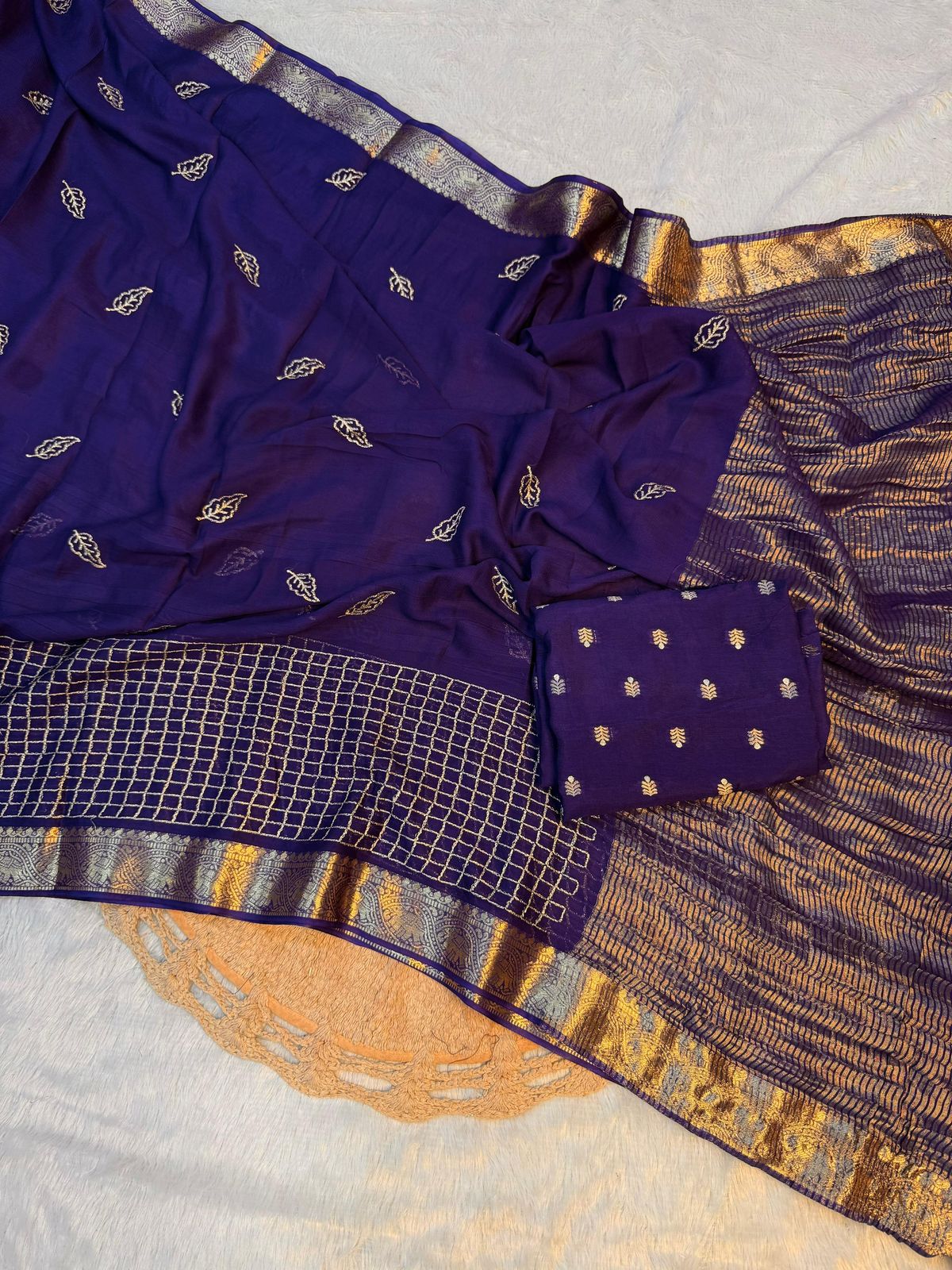 Viscose Georgette chitti pallu budget sarees