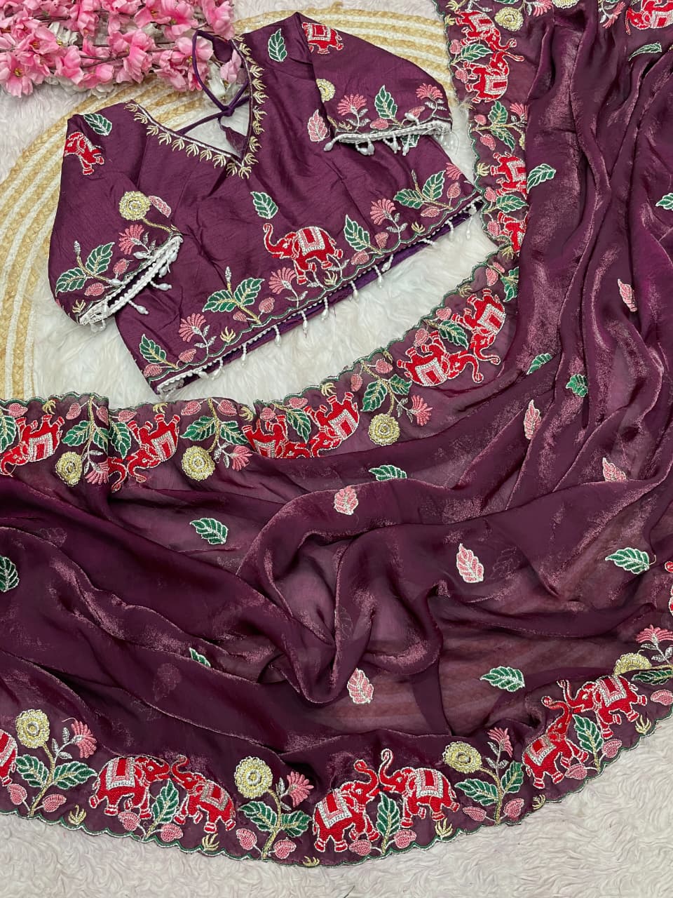 Soft fendy Saree with stitched Blouse