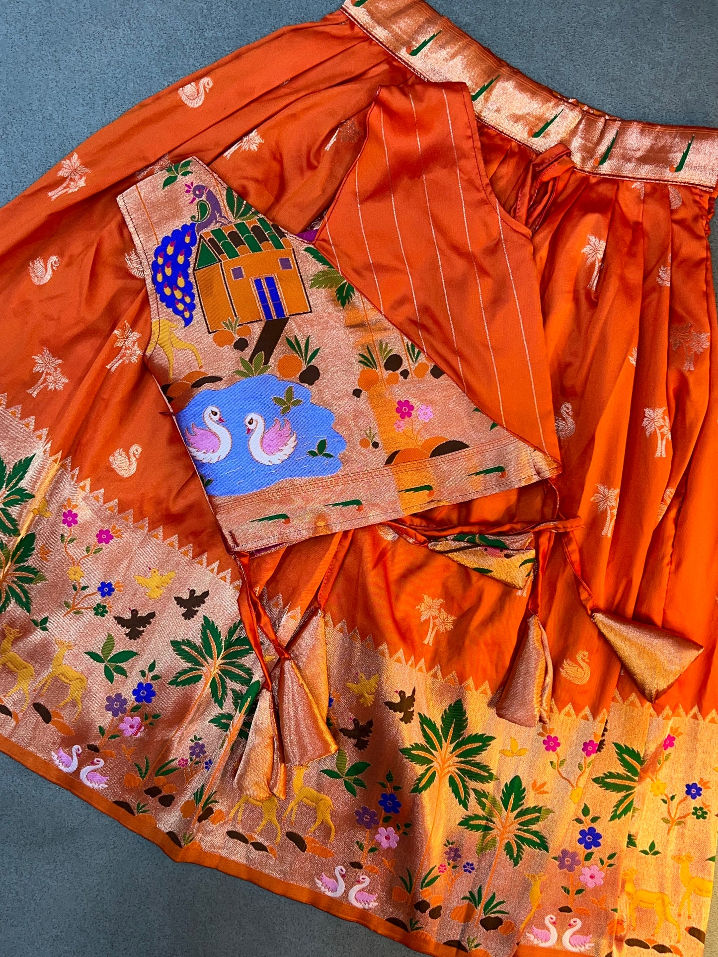 Paithani weaving kids Jungle model lehenga
