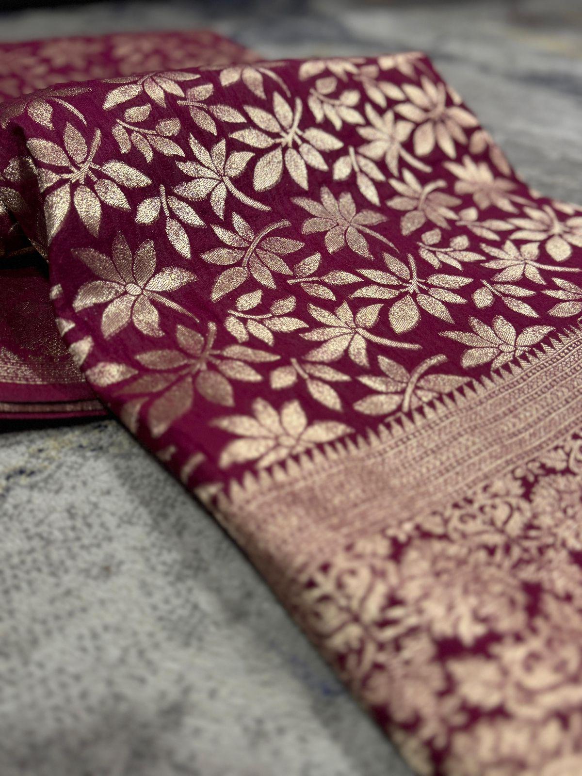 Perfect for special occasions, this stunning saree blends traditional craftsmanship with modern elegance."
