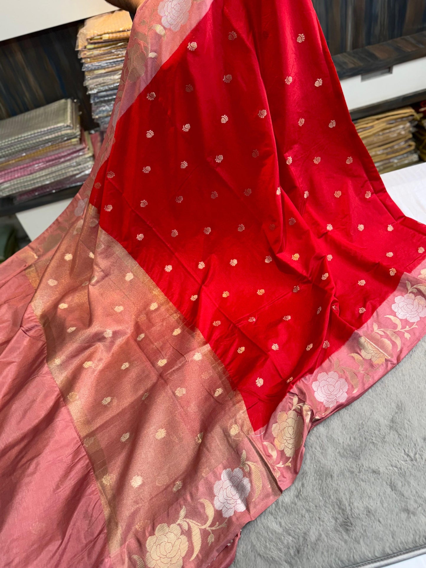 Banarasi Dupion Soft silk Sarees wilt alfi Butta budget sarees