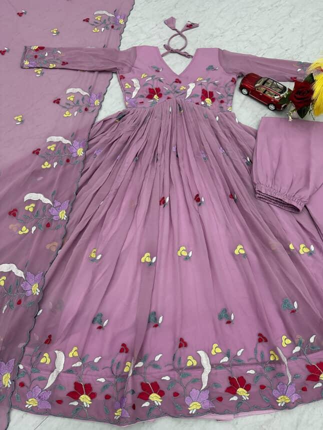 Embroidery Work Long gowns with dupattas