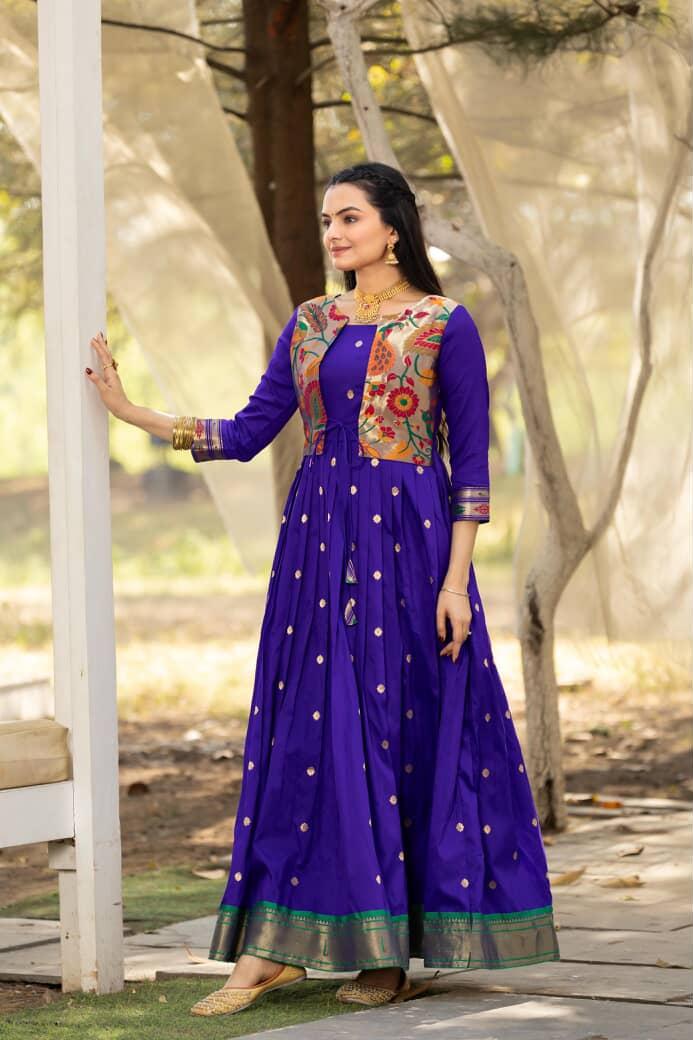 Paithani Pure Weaving Jacket gowns for festivals