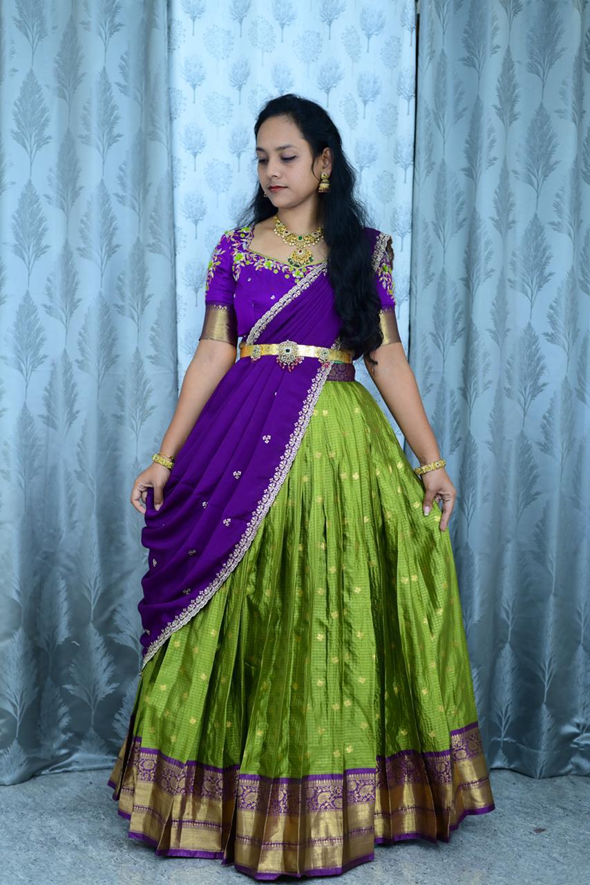 Maggam Lehengas work Gadwal with Paithani dupatta
