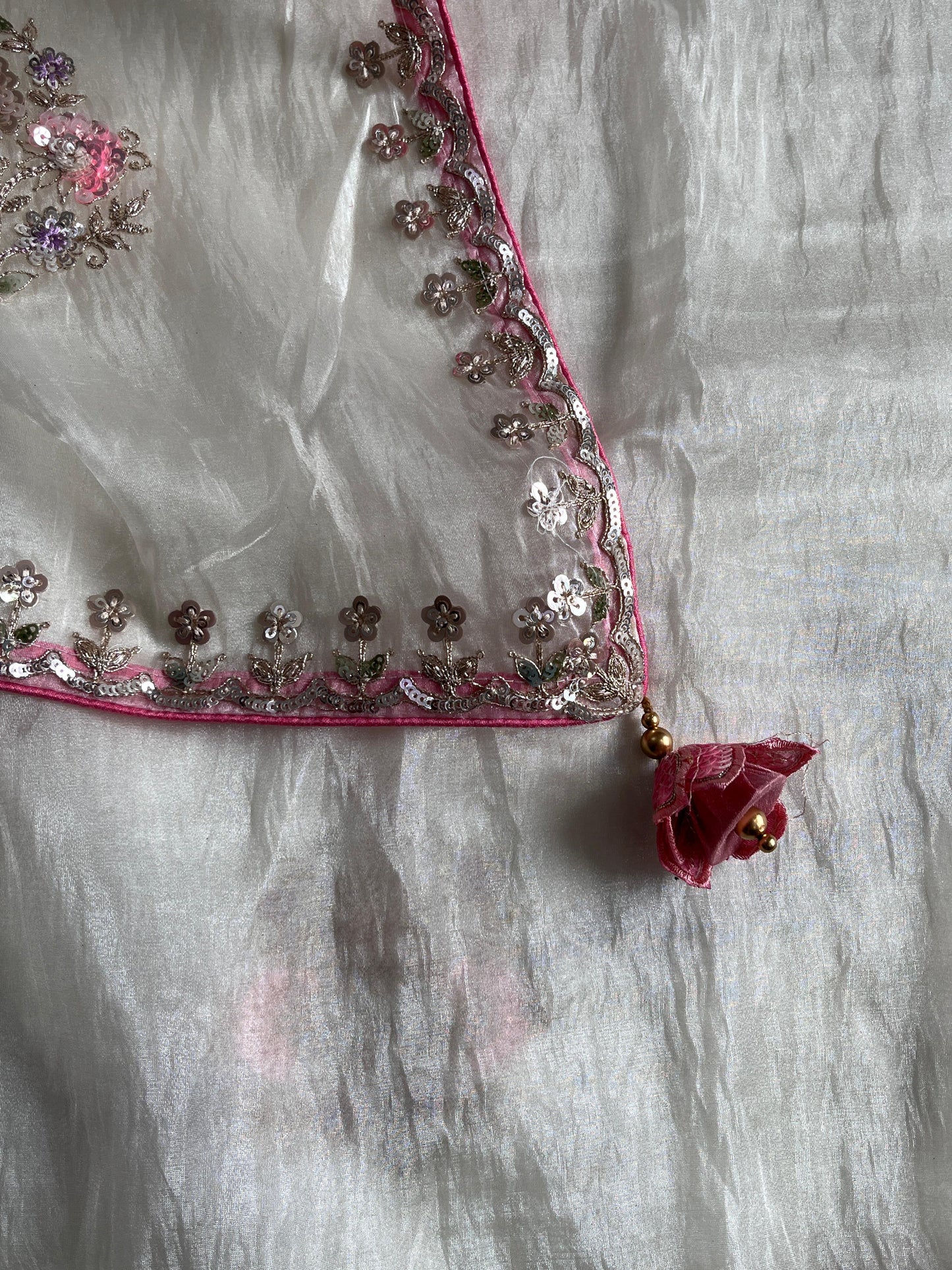 Gold Crush Tissue saree with sequence Luxe with stitched Blouse