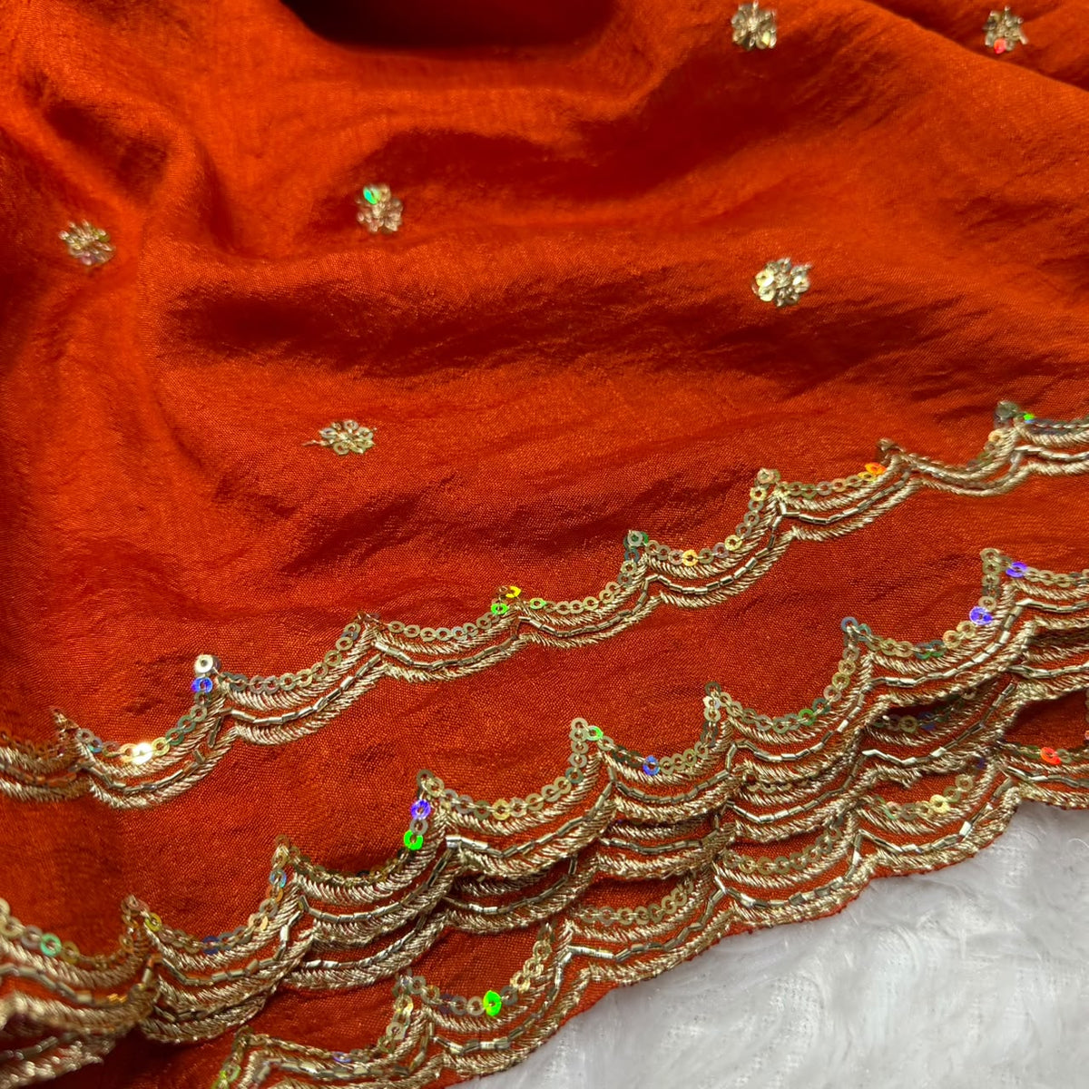 Double layer Vichitra silk saree beads sarees