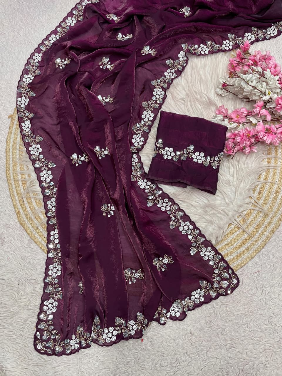 New Designer party wear satin sarees