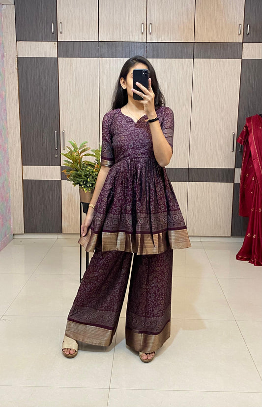 Peplum kurti flowy palazzo co-ord sets