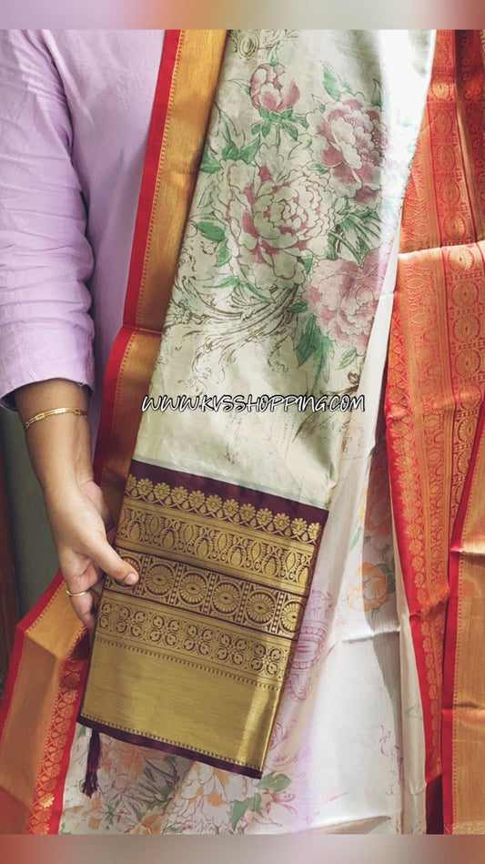 Banarasi Tiuuse Hand painted Trendy Saree