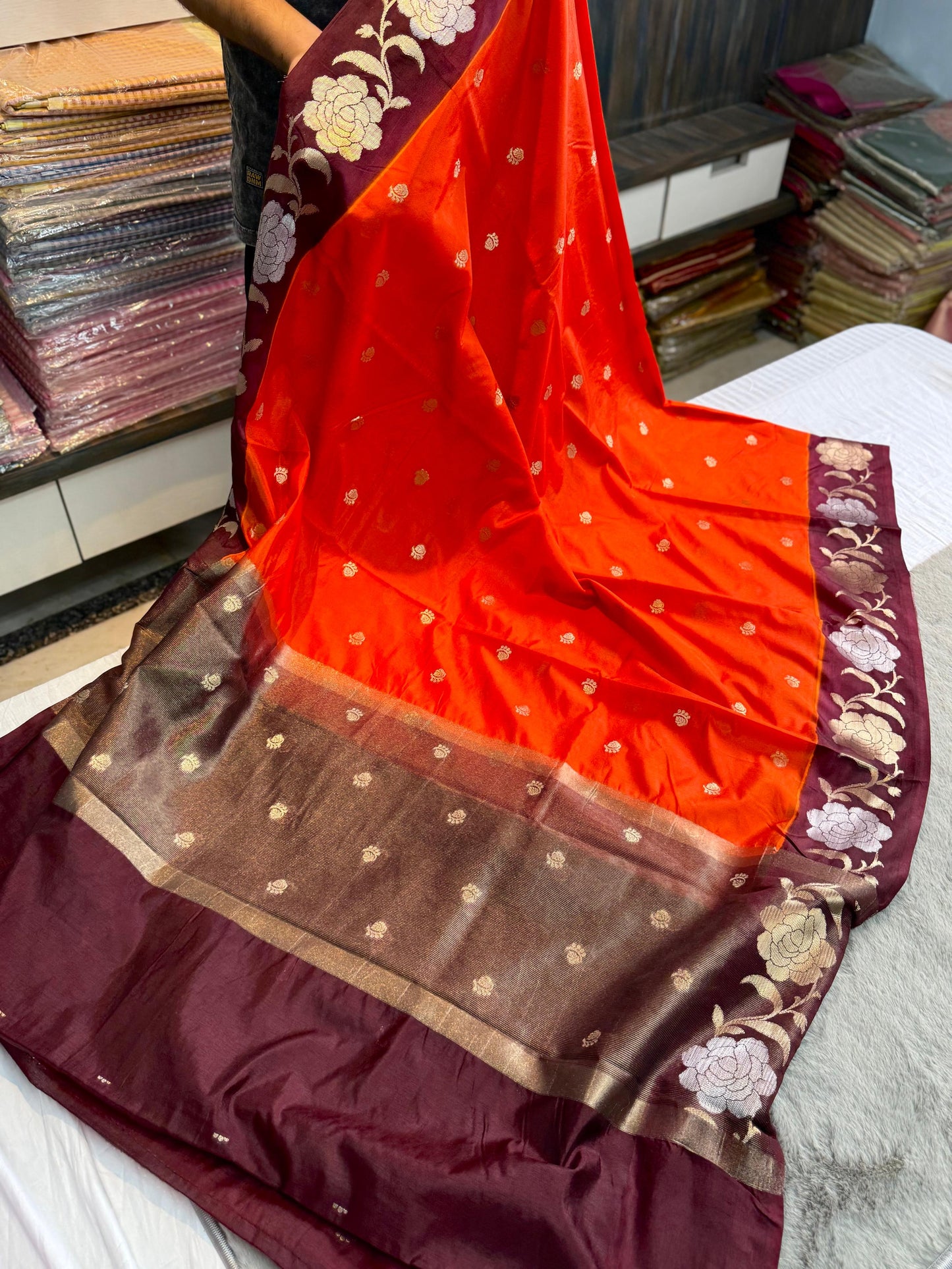 Banarasi Dupion Soft silk Sarees wilt alfi Butta budget sarees
