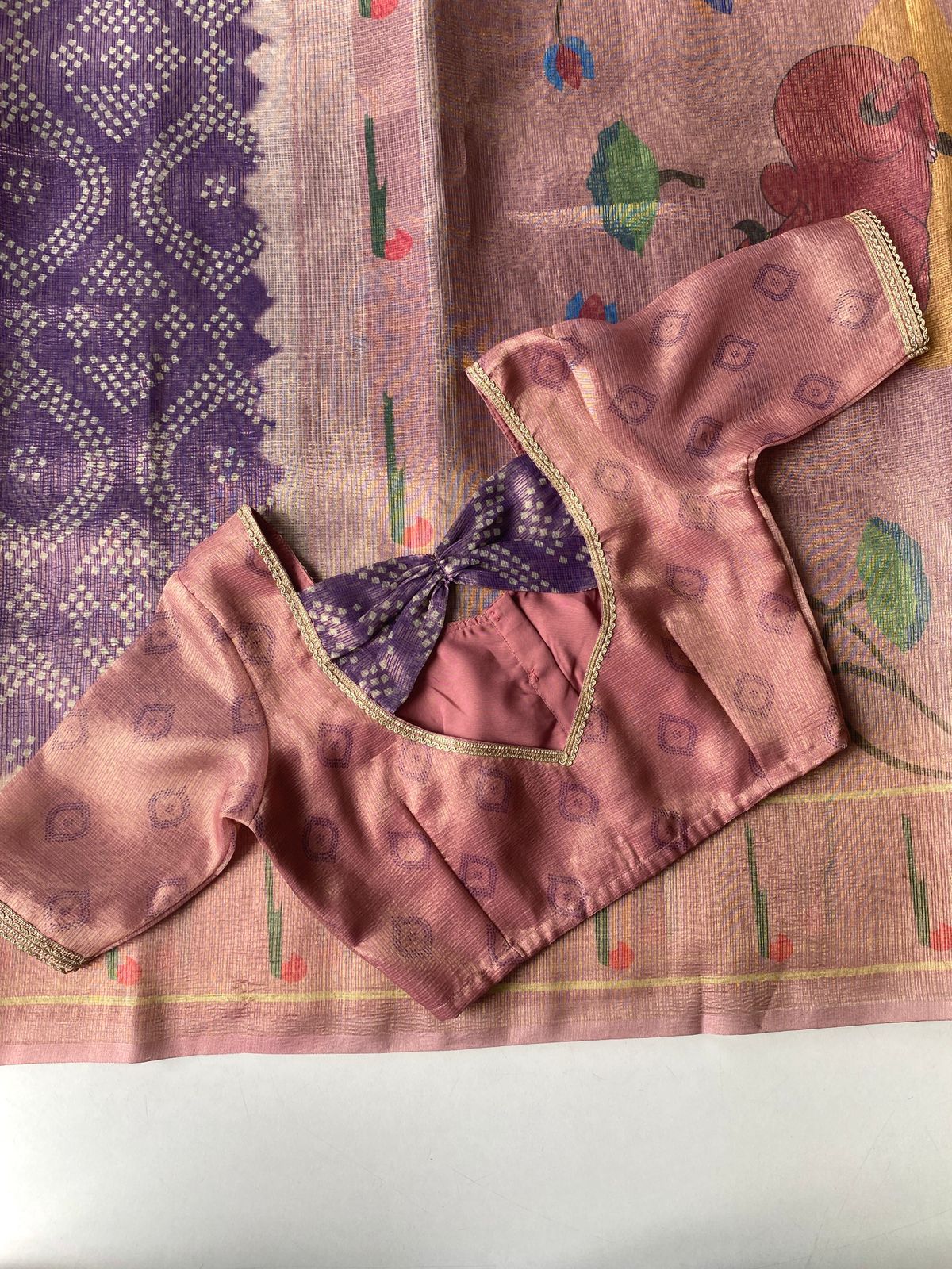 Paithani Kota Bandhej Saree with Stitched Blouse