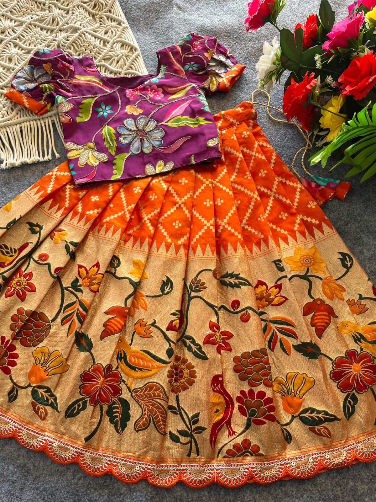 Kids Dola silk festival pavada sets