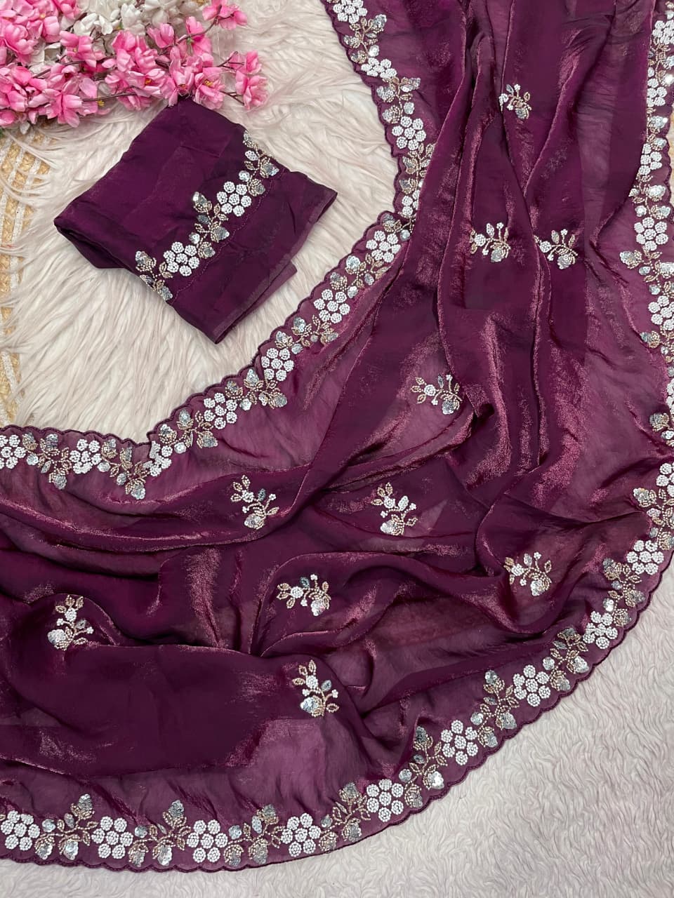 New Designer party wear satin sarees