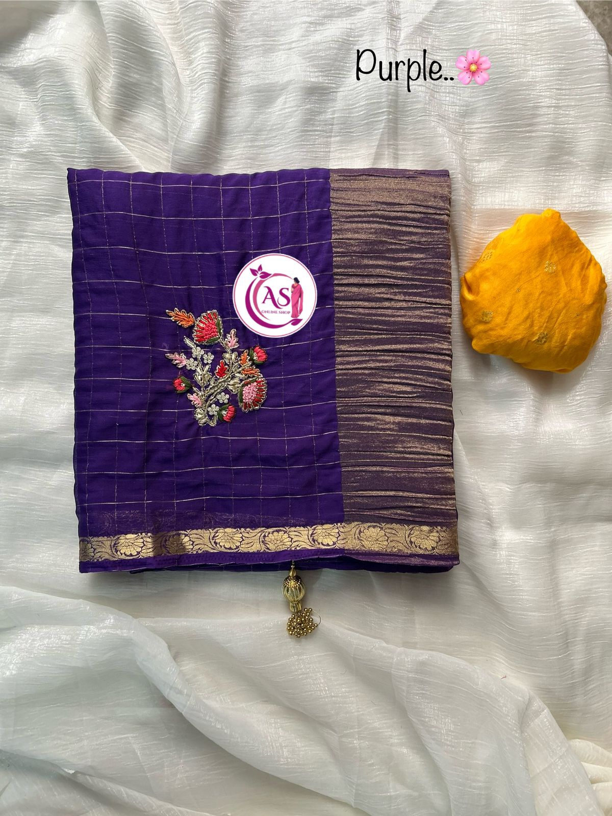 JarDoshi and cutdana handwork flower butta chinon budget sareee