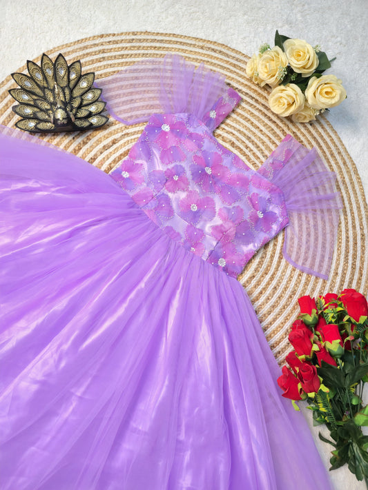 Premium soft net with designer work midi Gowns