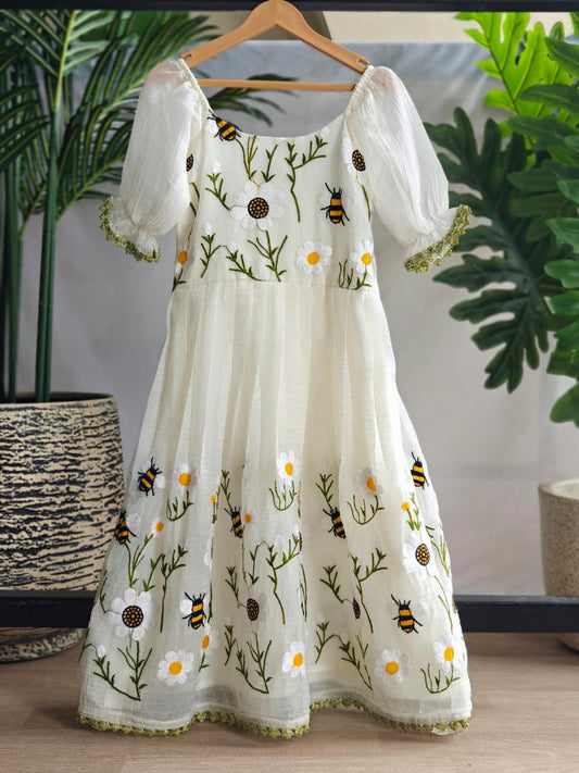 Kids beautiful Honeybee Embroidered Gowns
