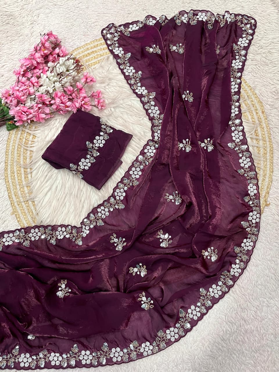New Designer party wear satin sarees