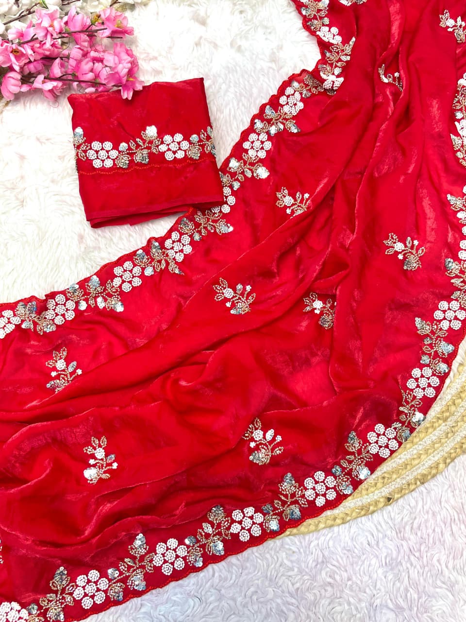 New Designer party wear satin sarees