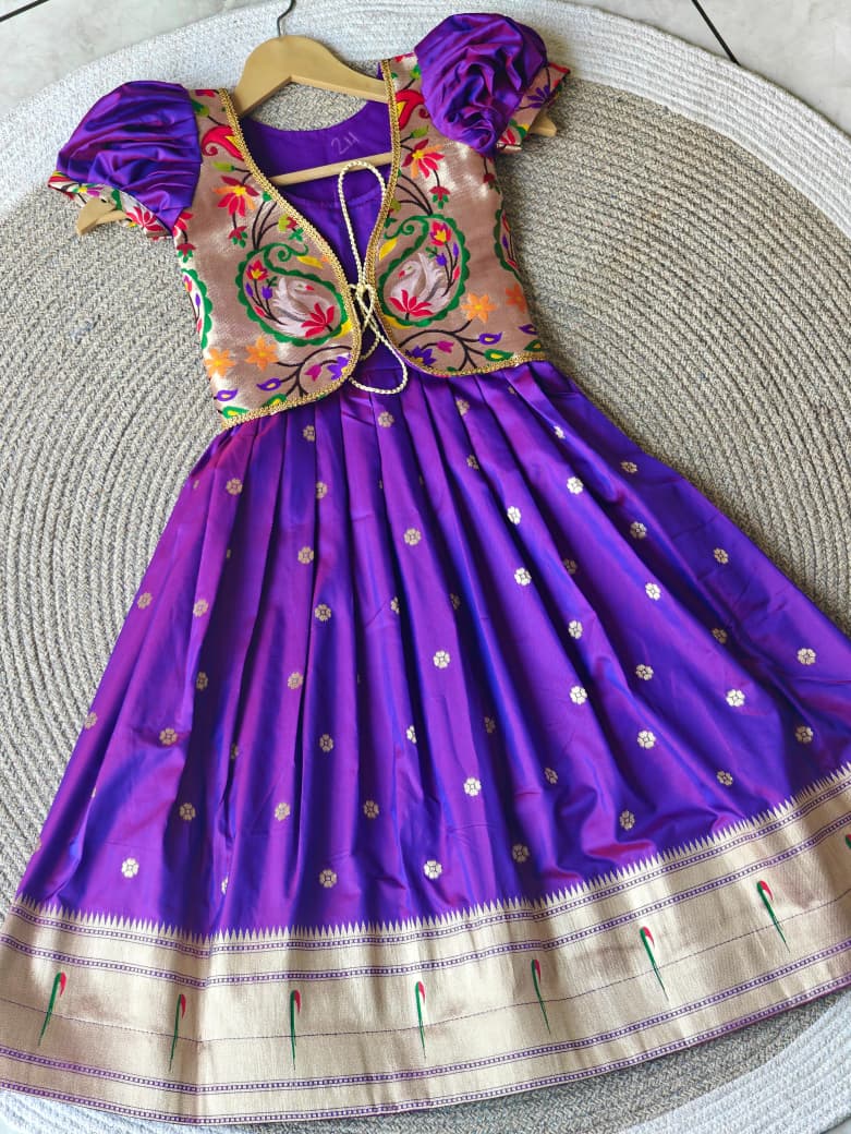 Kids Gowns paithani 2 in One Gowns ✨ – KVS FASHION BOUTIQUE