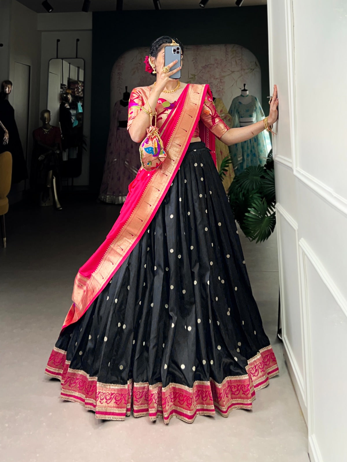 Paithani Jacquard Silk Festival Collection Lehenga