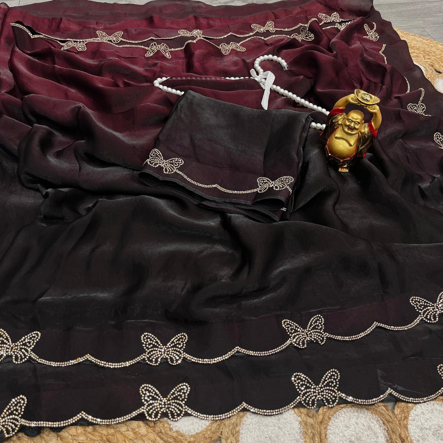 Dual Shade space silk jarkhan work sarees