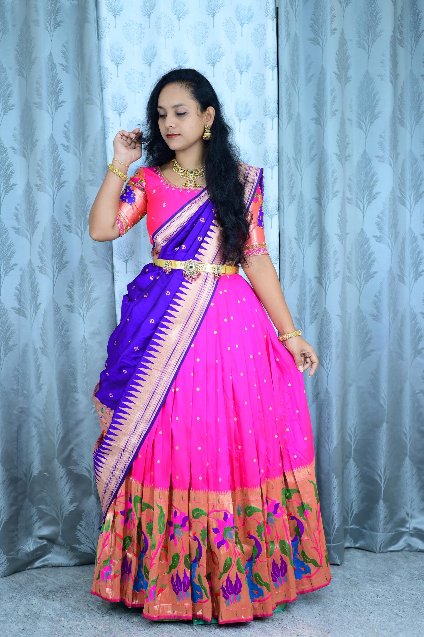 Paithani Lehenga fully
Stitched Maggam lehenga