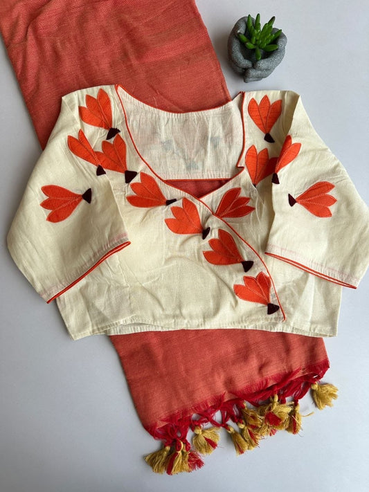 Khadi cotton with stitched blouse