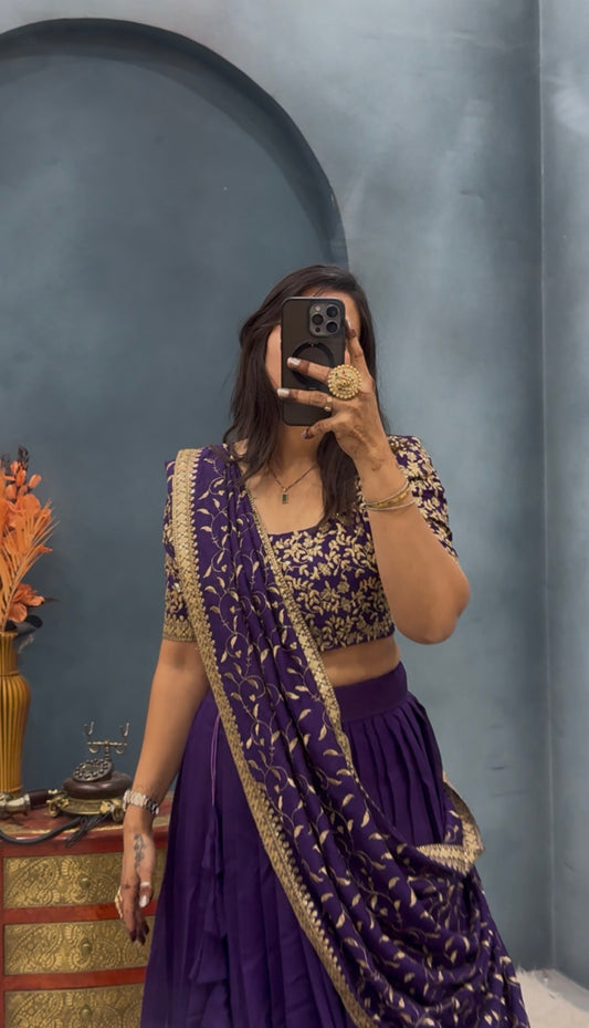 Vichitra silk Designer lehenga