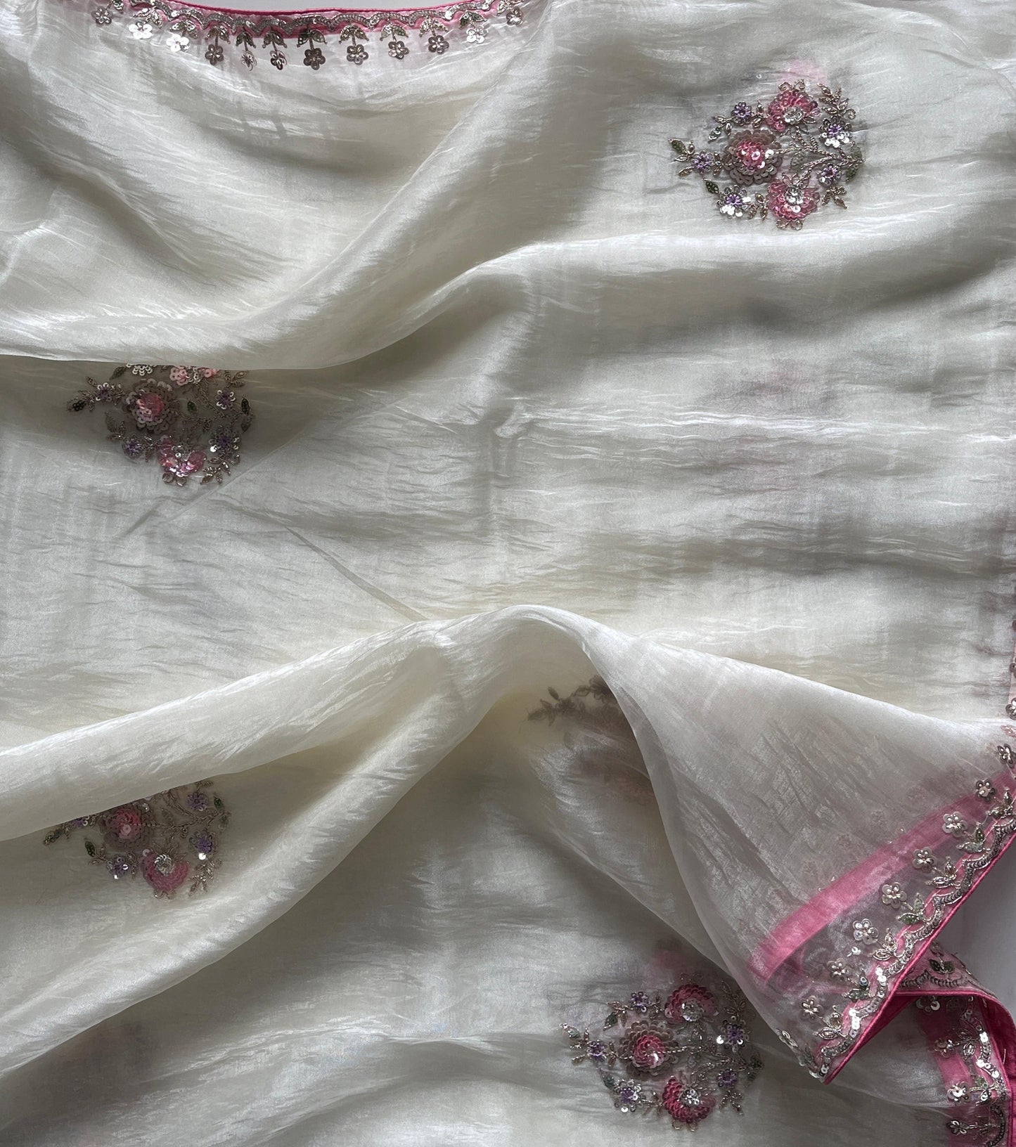 Gold Crush Tissue saree with sequence Luxe with stitched Blouse