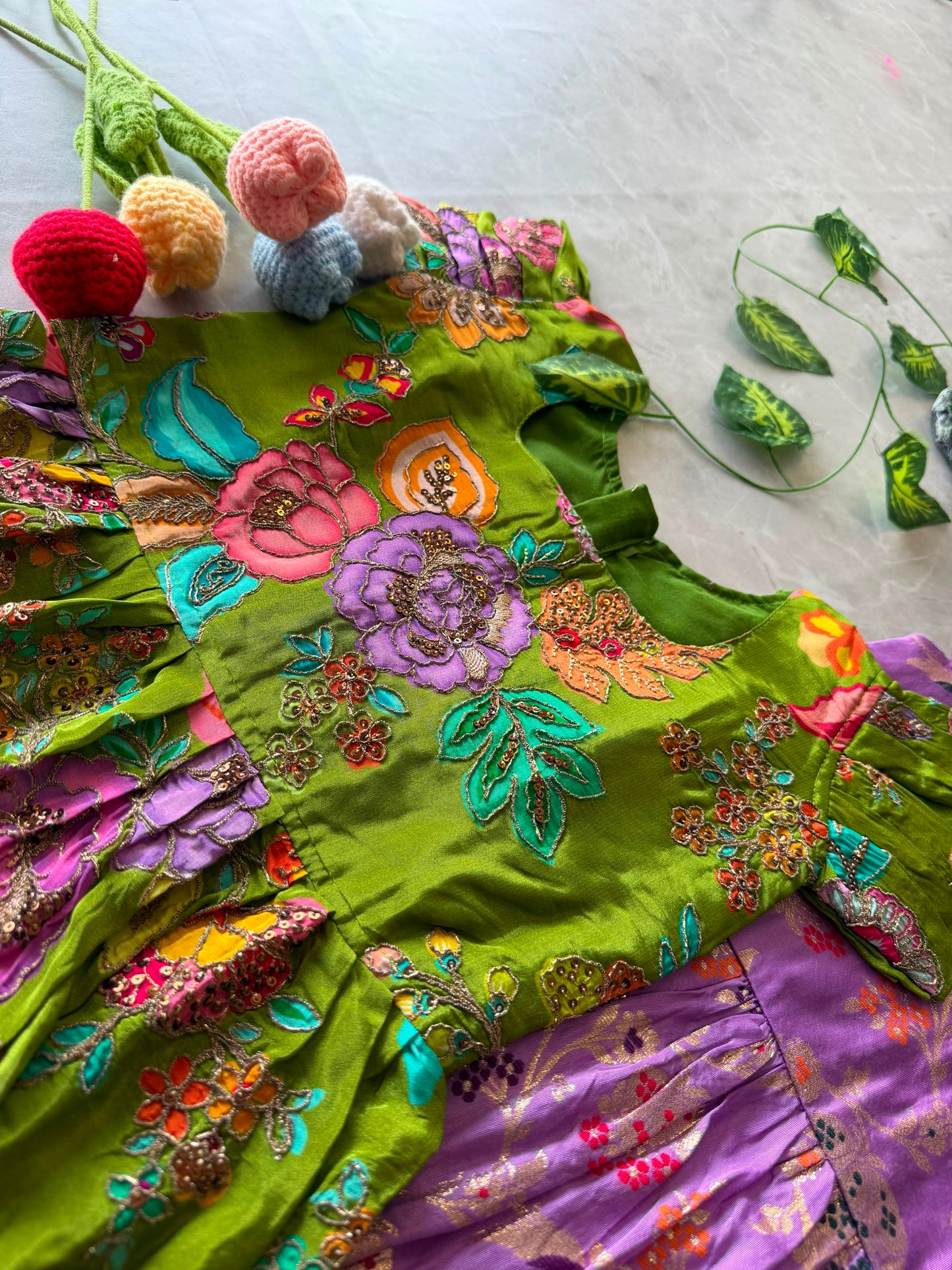 Soft Dola silk 2 in one kids gowns