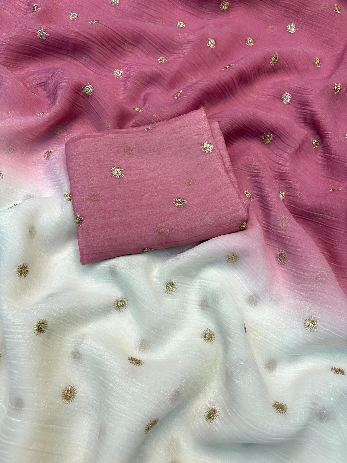 Duel shade crunchy crush butties sarees