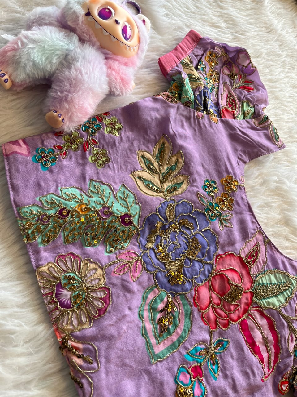 Kids lehenga made from viscose tissue silk is