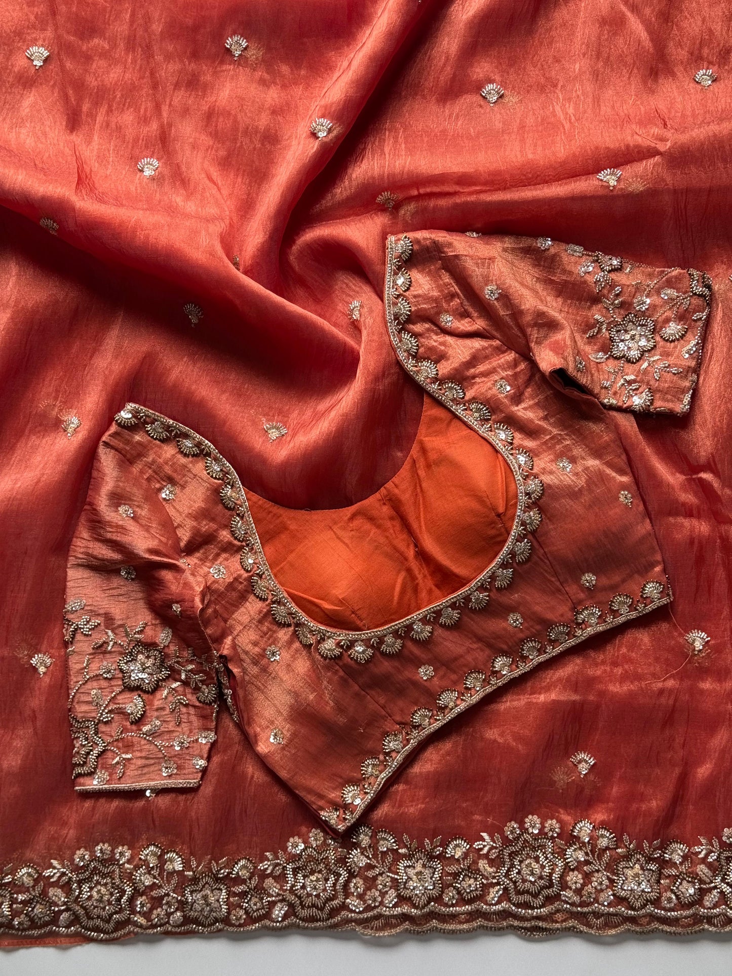 Life pure Cocktail handwork saree with stitched blouse