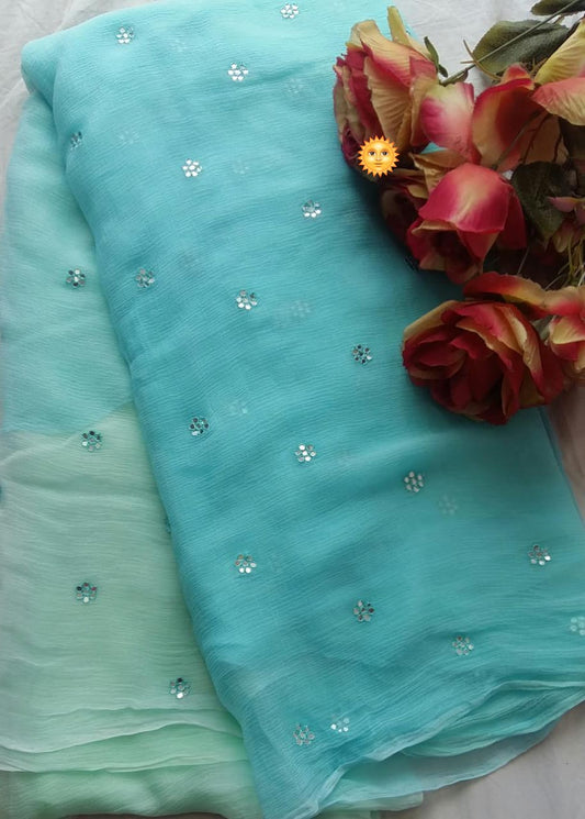 Budget half pure chiffon butties saree