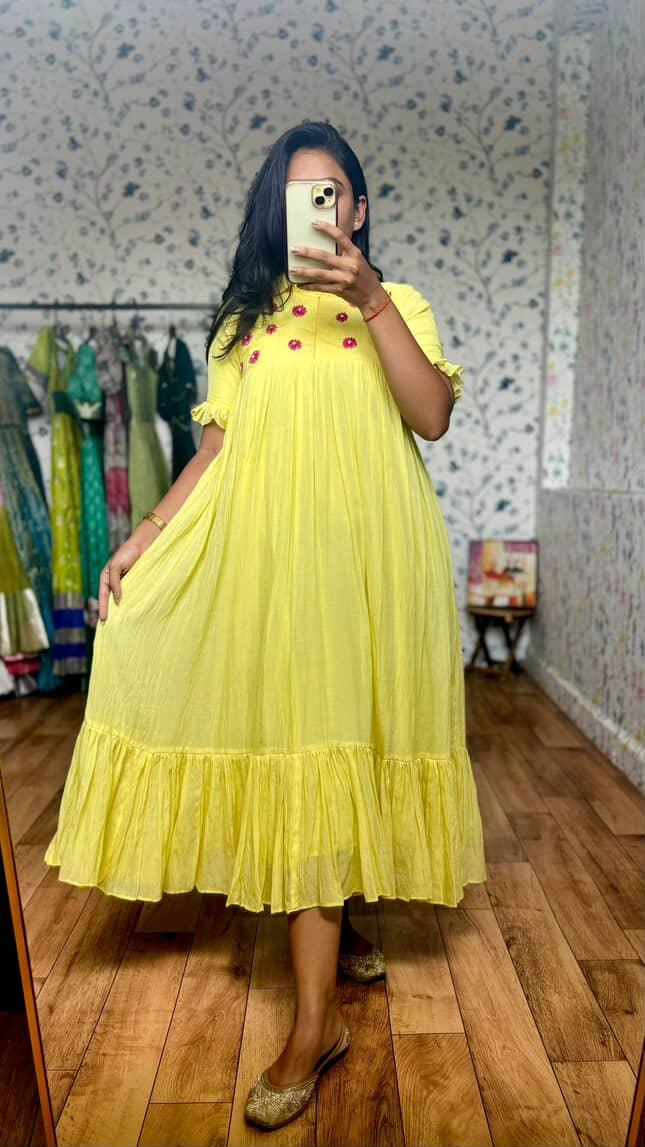 Mul Cotton Pure Embroidery Crafted pure viscose Gowns