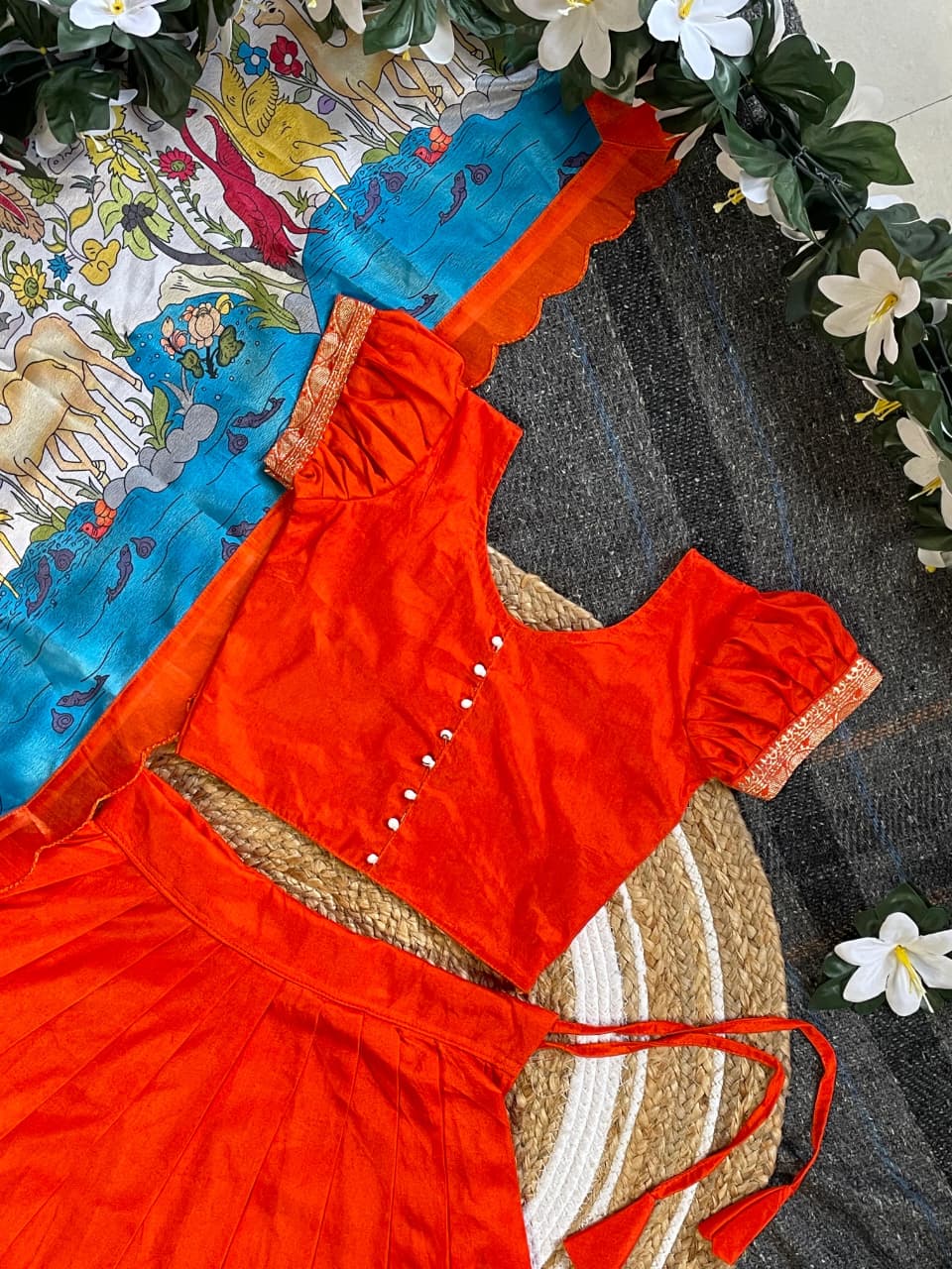 Kids Pongal special Crop top lehenga sets