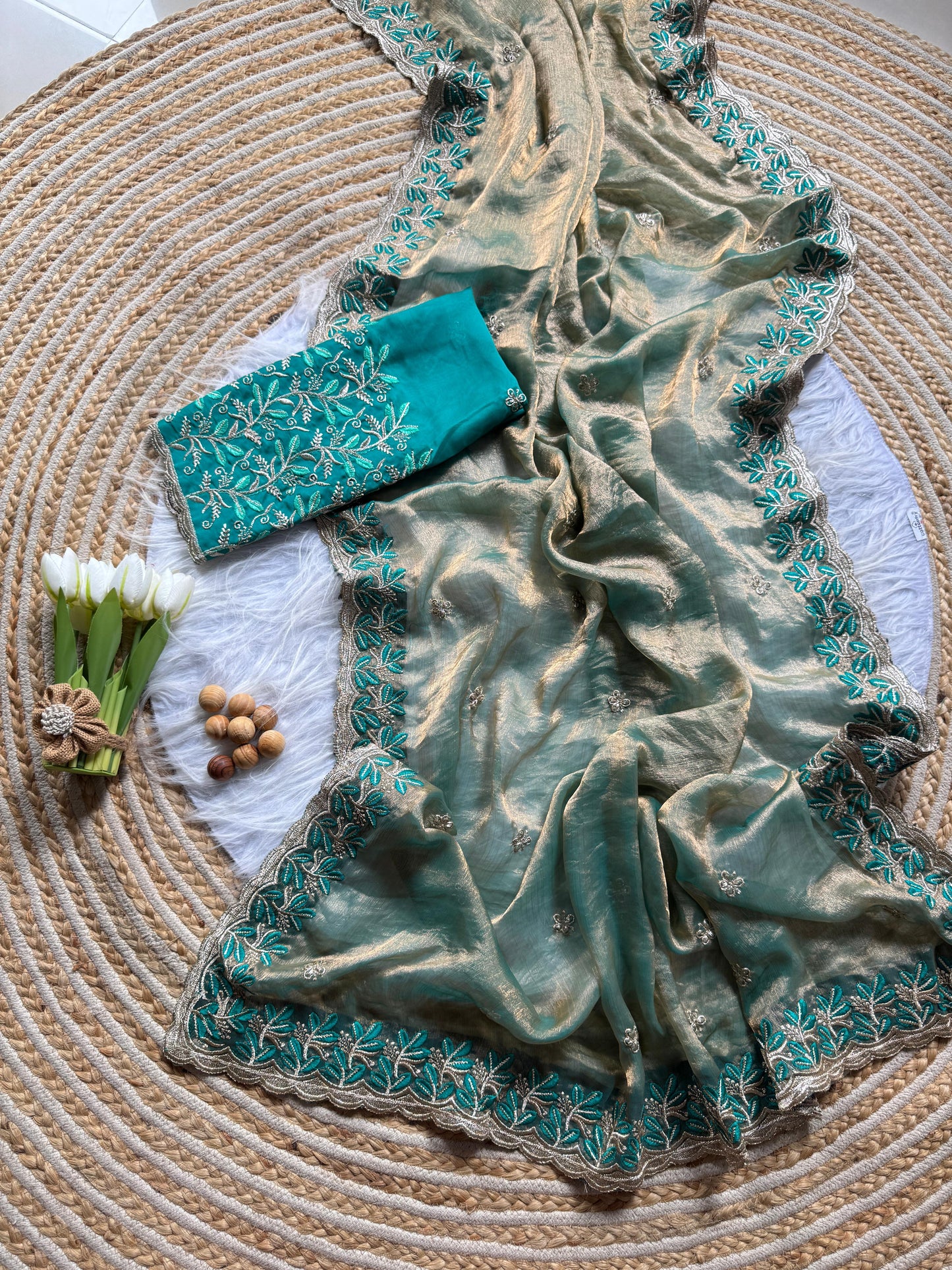Elegant embroidery saree budget friendly