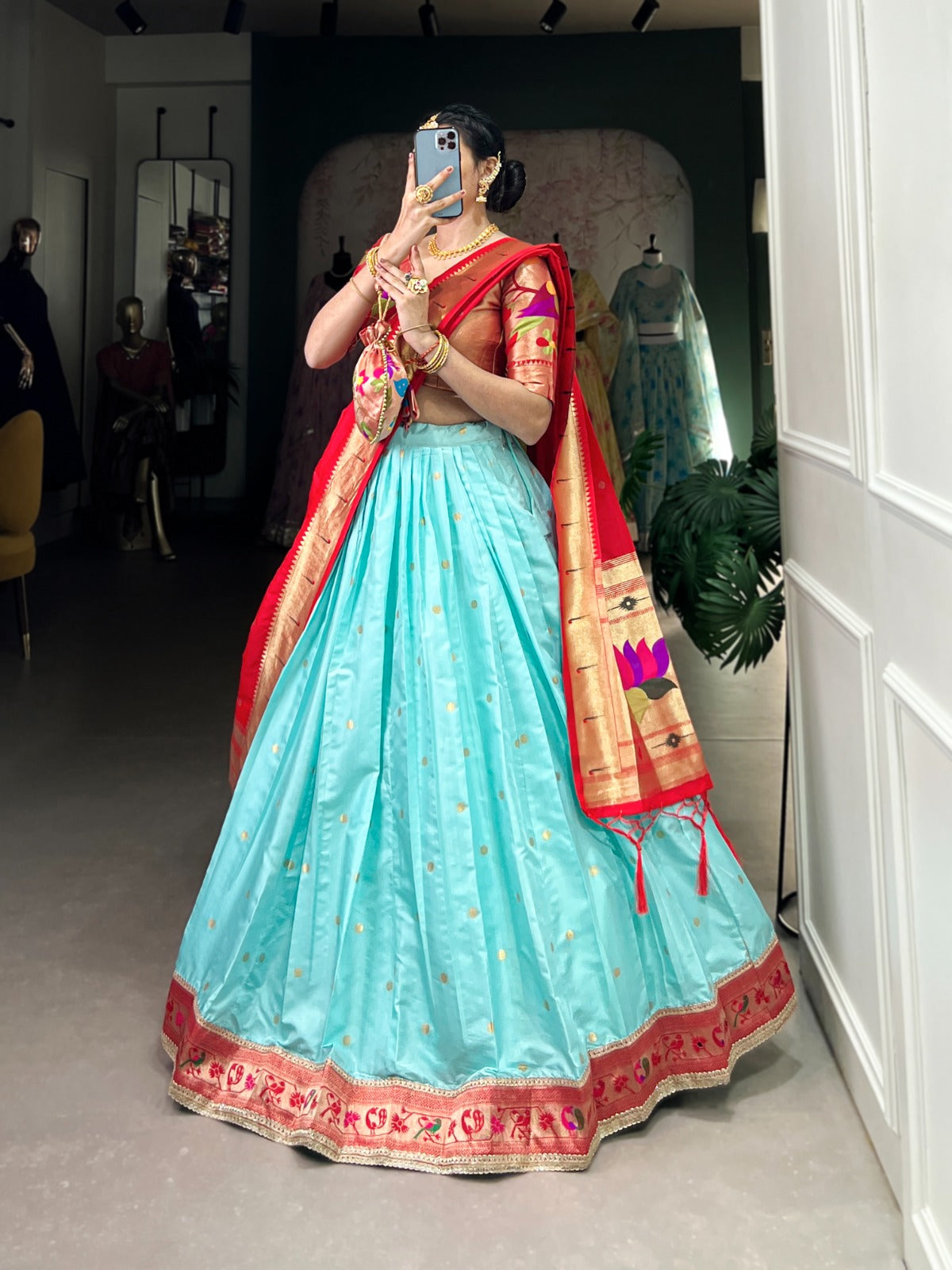 Paithani Jacquard Silk Festival Collection Lehenga