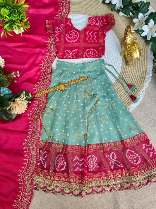 Ugadi special kids gown with coat /lehenga choli